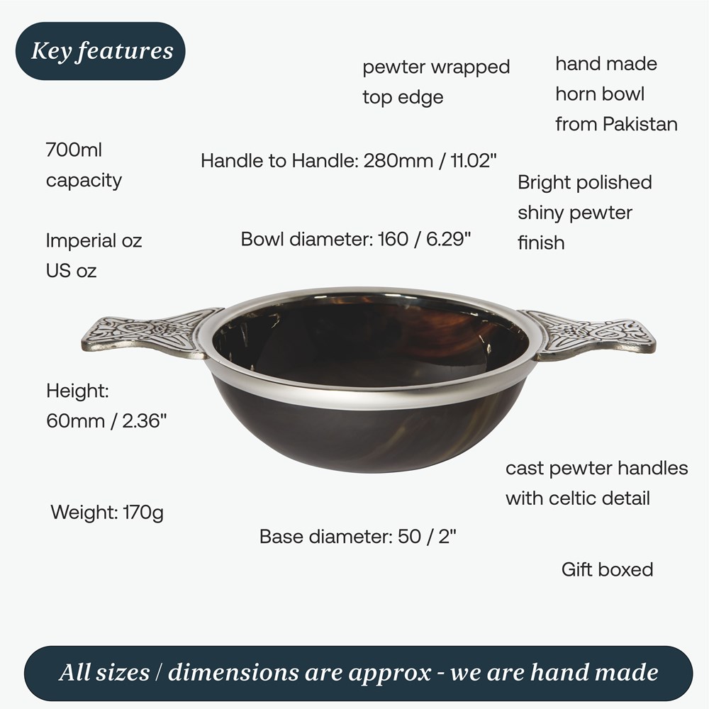 160mm Horn And Pewter Quaich