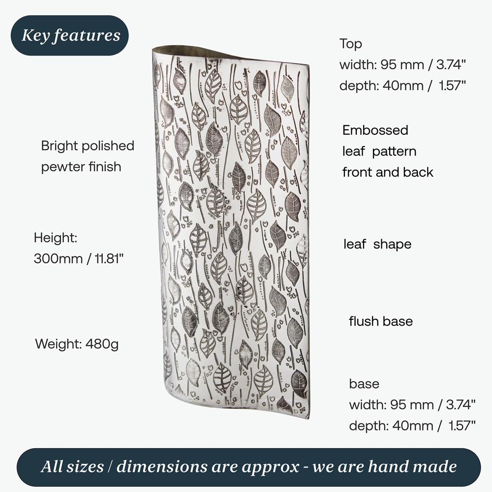 Large Leaf Pewter Vase Large Leaf Pewter Vase