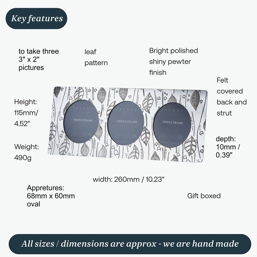 Triple Leaf Pewter Frame Triple Leaf Pewter Frame