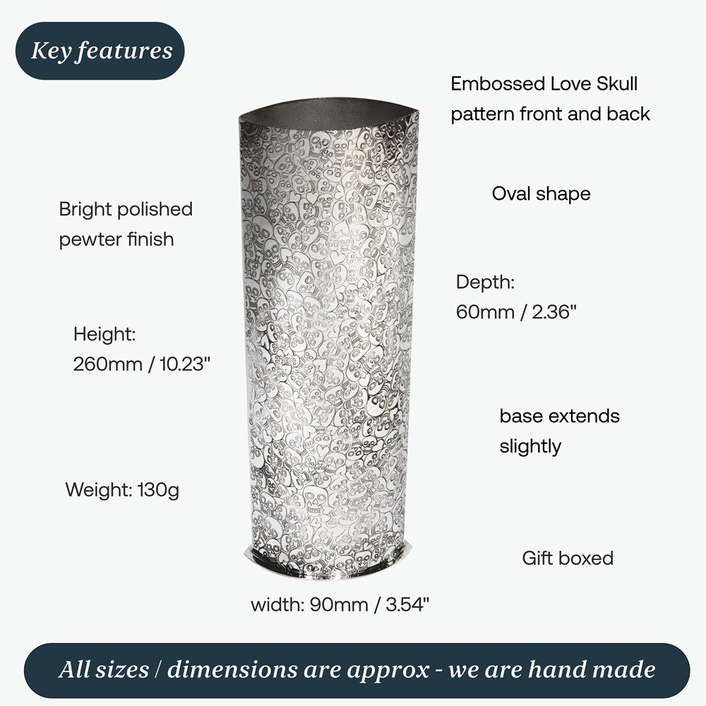Love Skull Pattern Pewter Vase