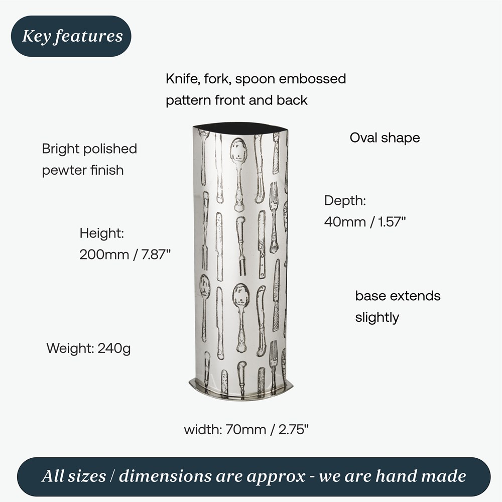Medium Knife Fork Spoon Pewter Vase
