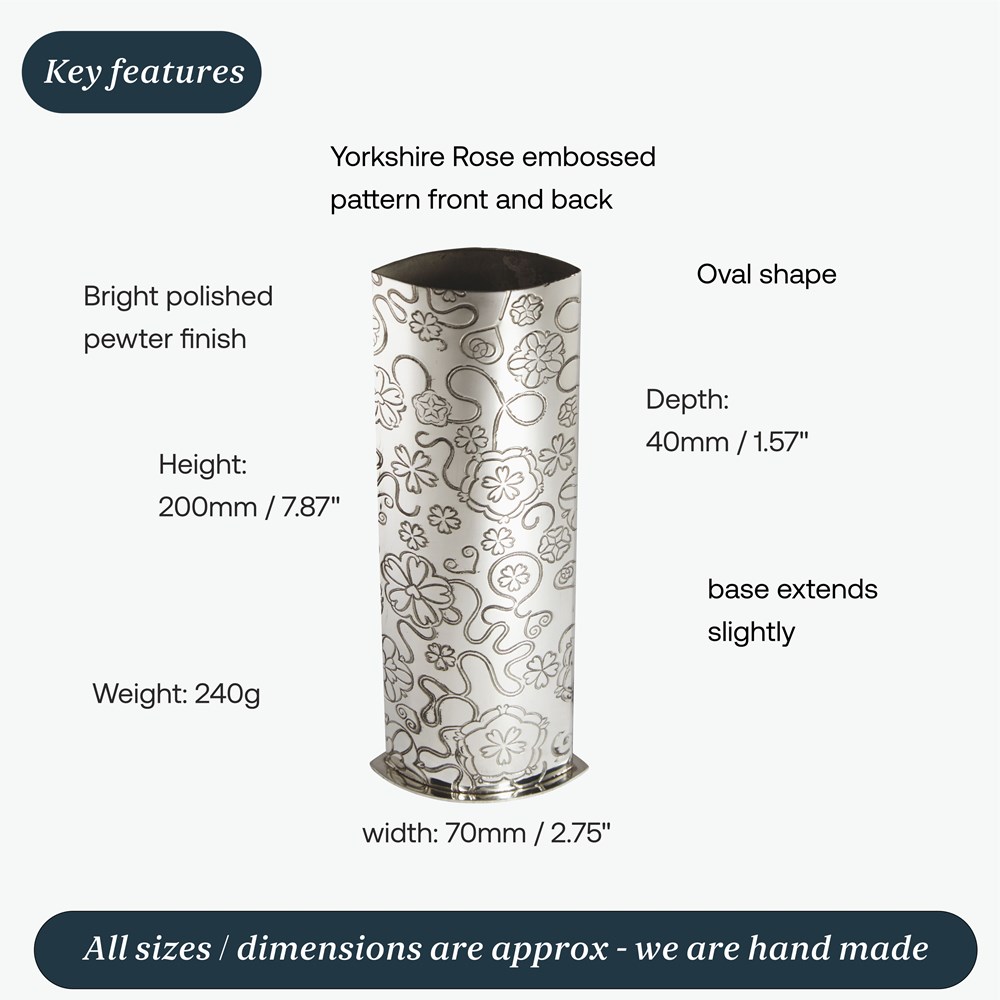 Medium Yorkshire Rose Pewter Vase Medium Yorkshire Rose Pewter Vase