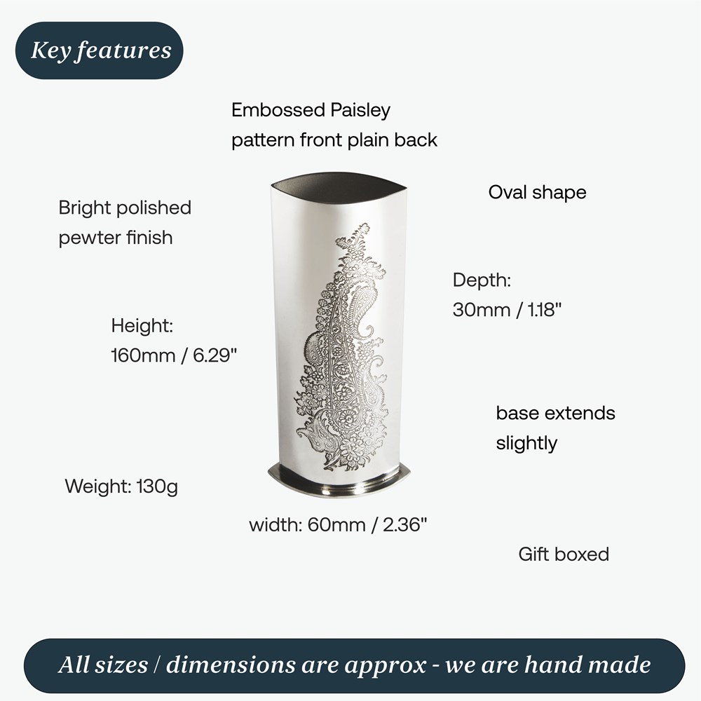 Single Paisley Pewter Budvase