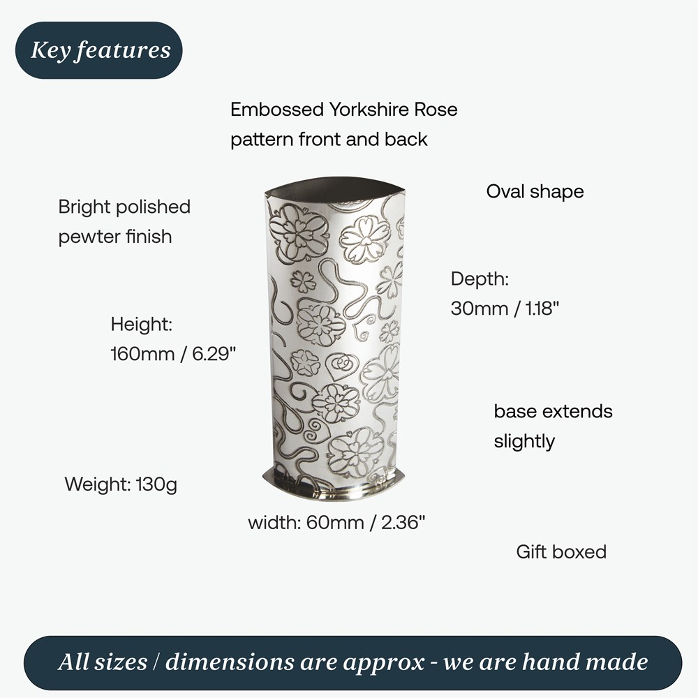 Yorkshire Rose Pewter Bud Vase