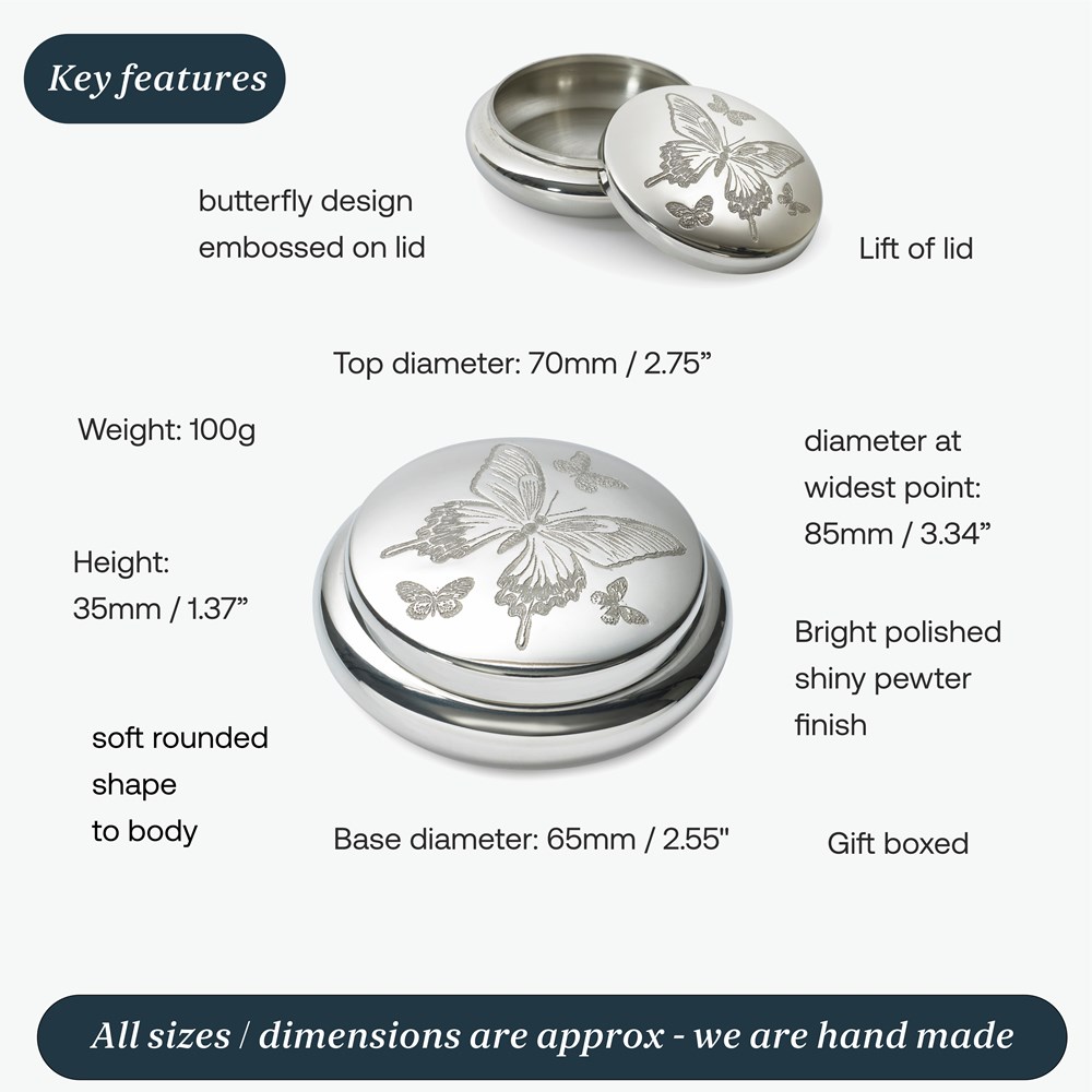Butterfly Pewter Trinket Box Butterfly Pewter Trinket Box