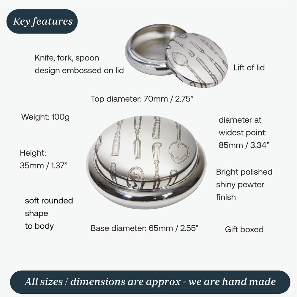 Knife Fork Spoon Pewter Trinket Box