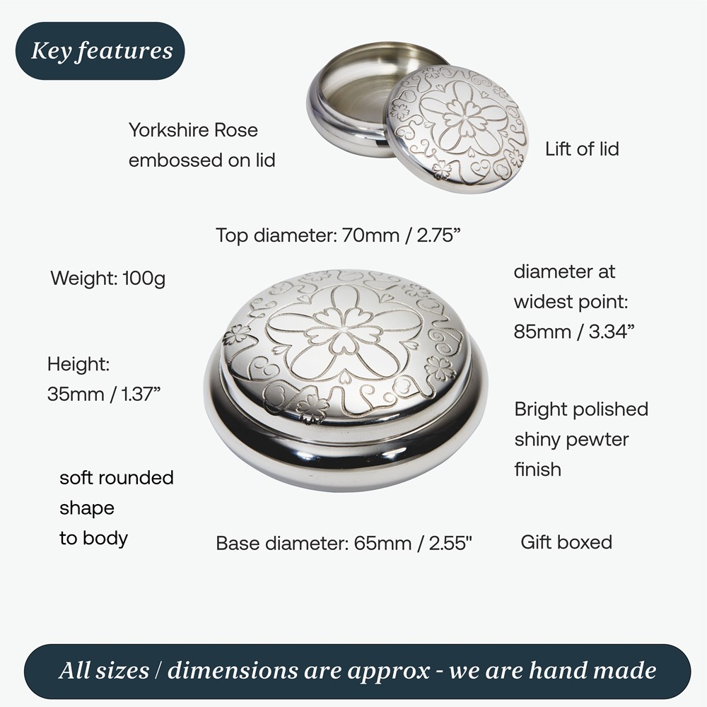 Yorkshire Rose Pewter Trinket Box Yorkshire Rose Pewter Trinket Box