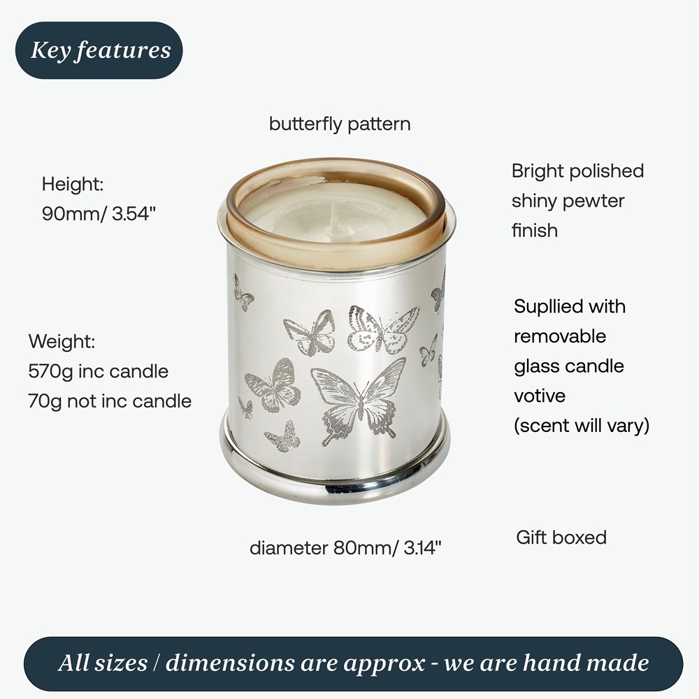 Butterfly Pewter Candle Votive Butterfly Pewter Candle Votive