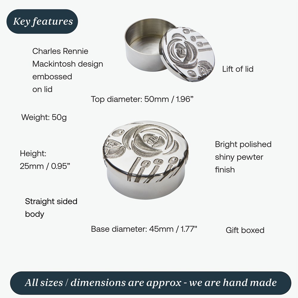 Small Charles Rennie Mackintosh Pewter Trinket Box
