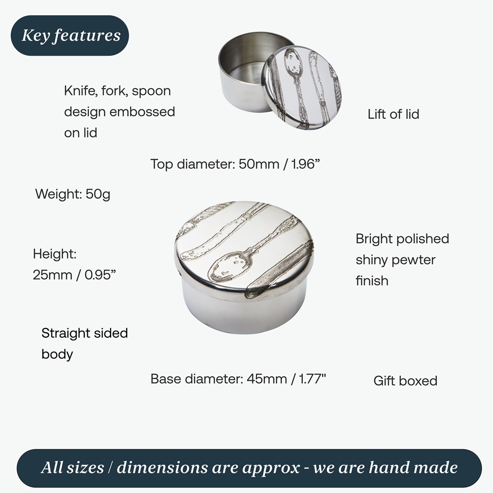 Small Knife Fork Spoon Pewter Trinket Box