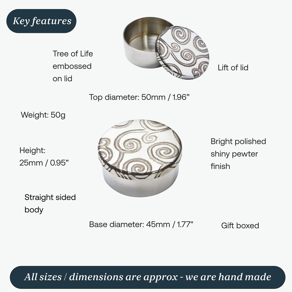 Small Tree Of Life Pewter Trinket Pill Box