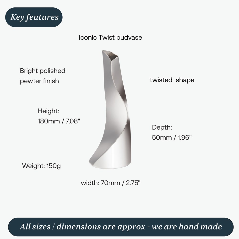 Small Twist Pewter Vase By Catherine Tutt