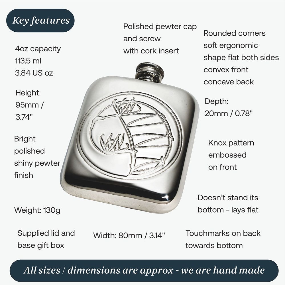 Knox 4oz Pewter Pocket Flask