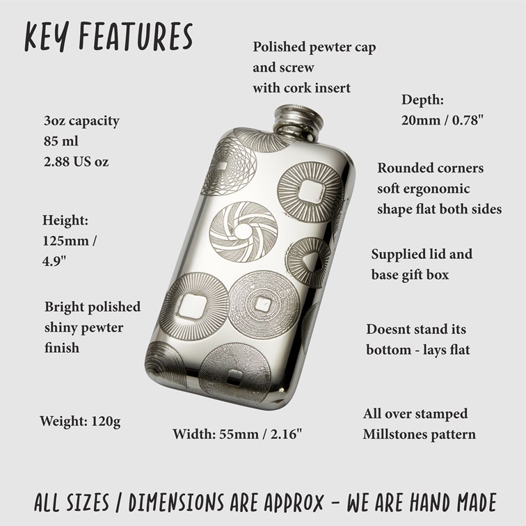 3oz Millstones Pocket Flask