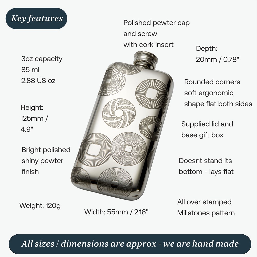 3oz Millstones Pocket Flask