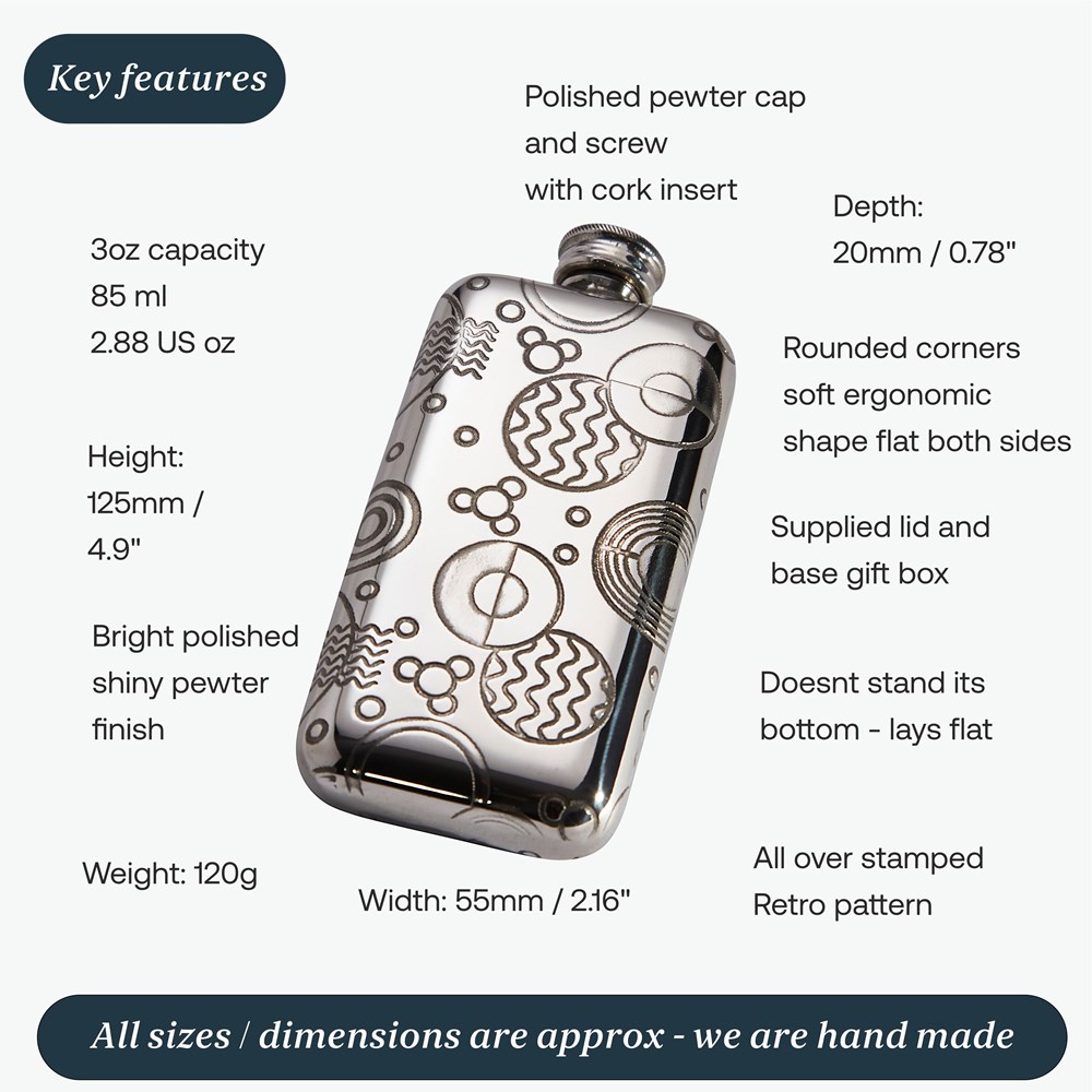 Small Retro Pewter Pocket Flask