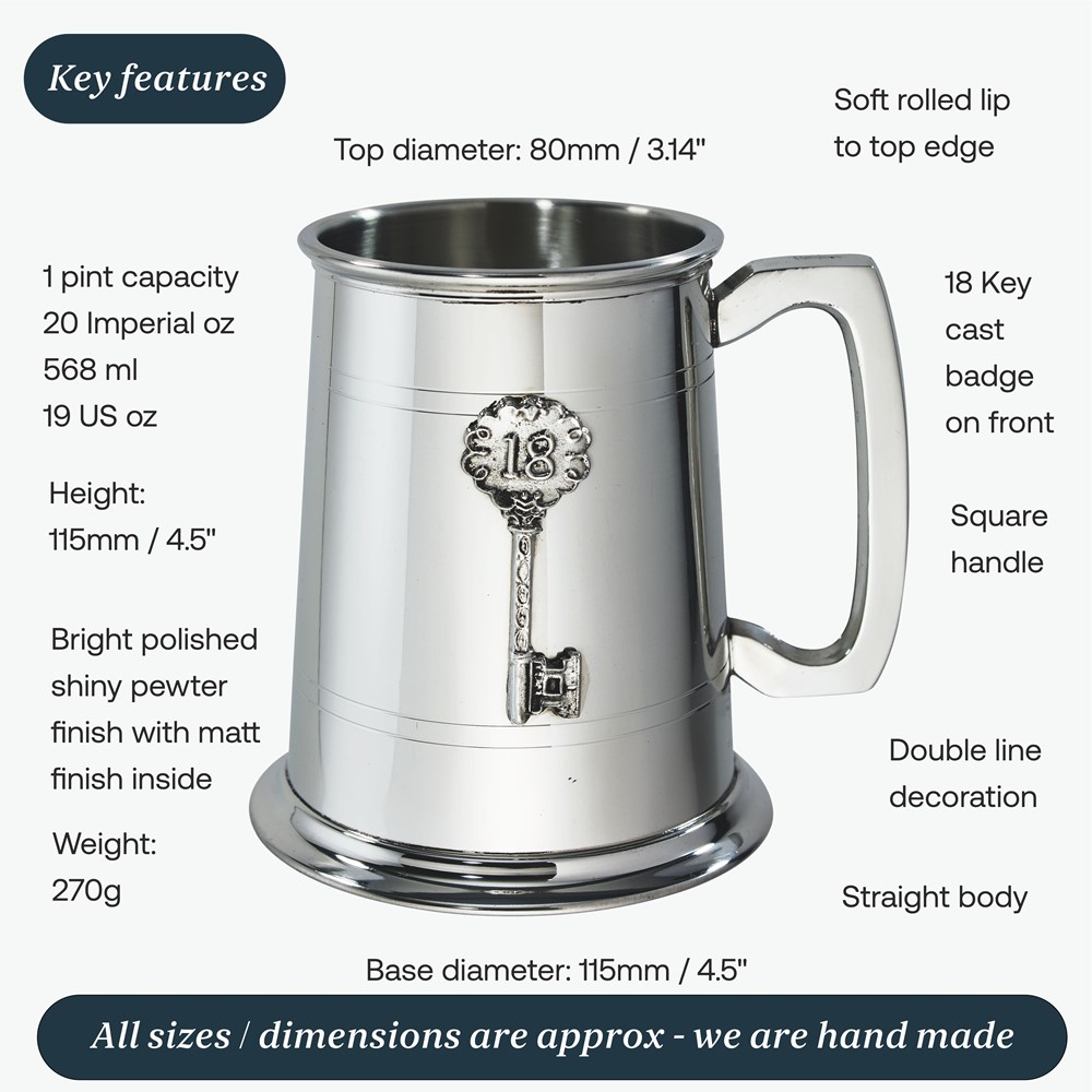 18 Key Badge One Pint Pewter Tankard