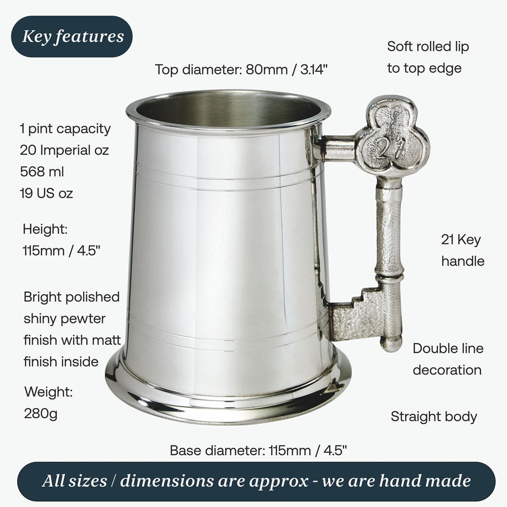 21 Key Handle One Pint Pewter Tankard