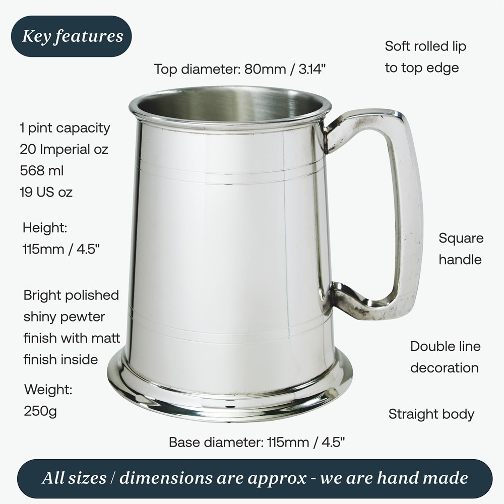 Standard Double Lined One Pint Pewter Tankard Standard Double Lined One Pint Pewter Tankard