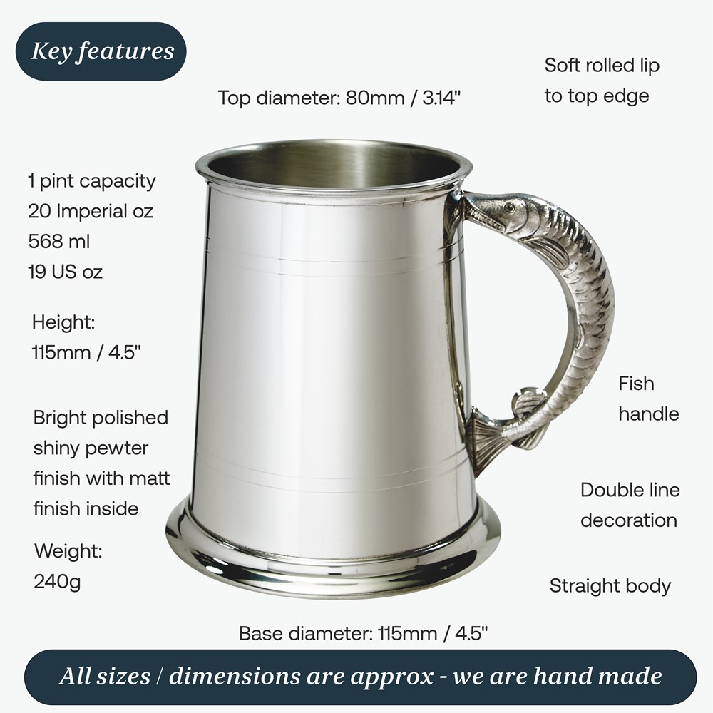 Fish Handle One Pint Pewter Tankard Fish Handle One Pint Pewter Tankard