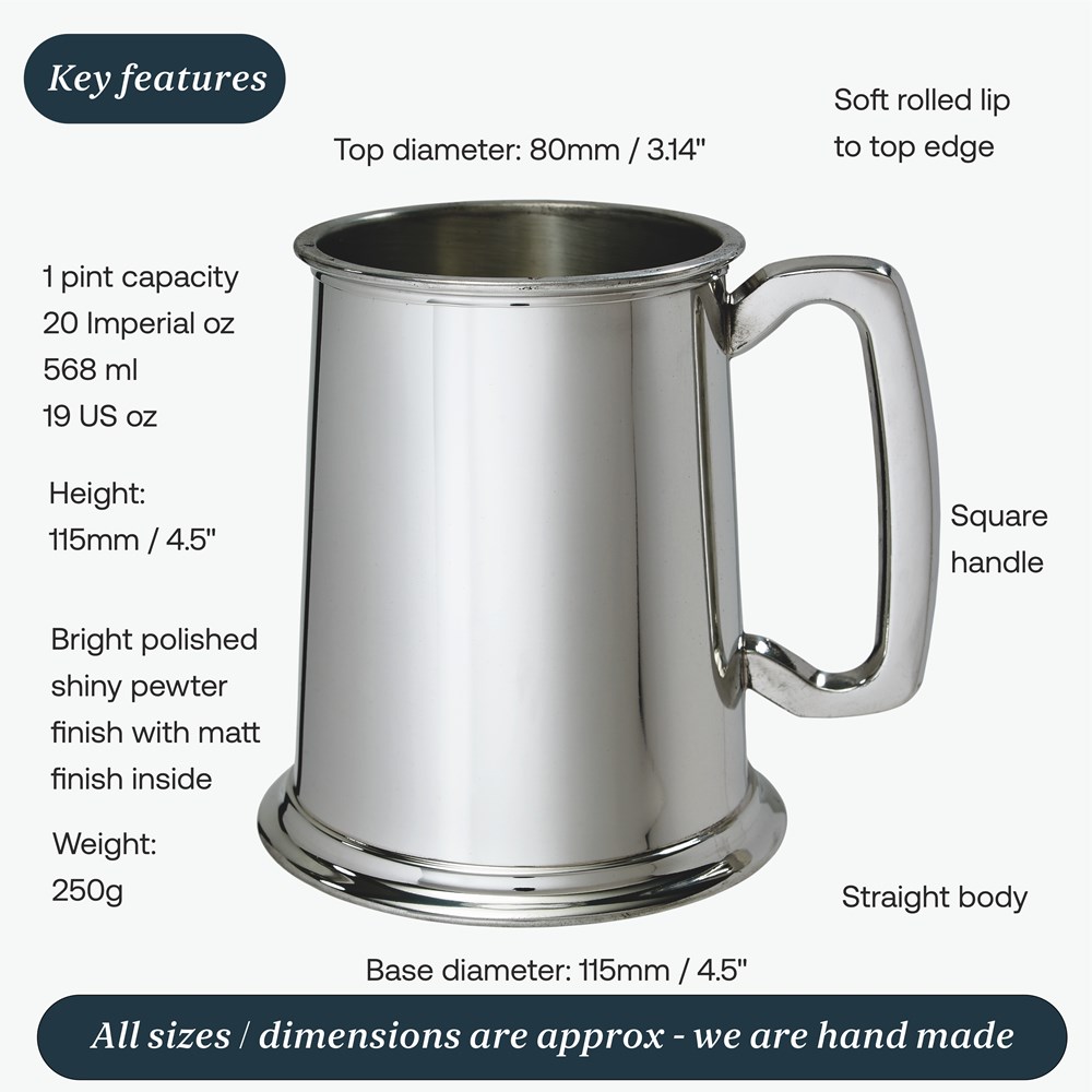 Plain Standard One Pint Pewter Tankard Plain Standard One Pint Pewter Tankard
