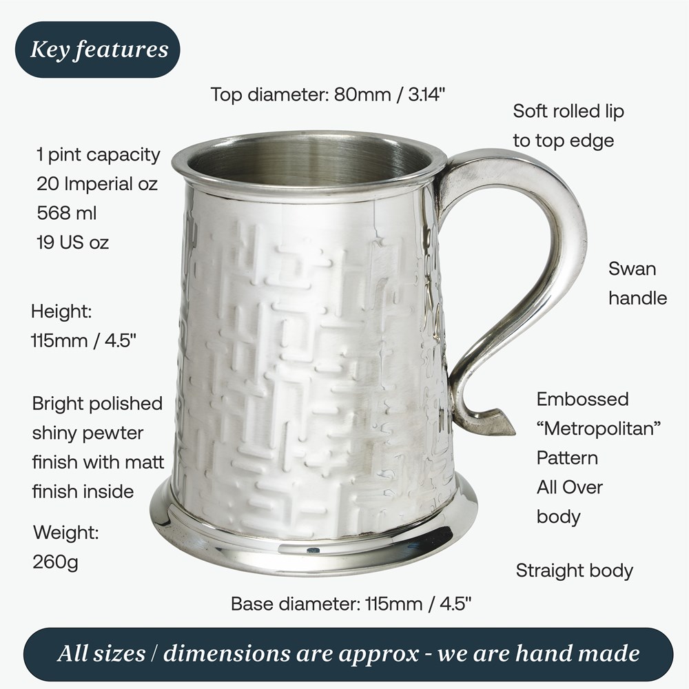 Metropolitan One Pint Pewter Tankard Metropolitan One Pint Pewter Tankard