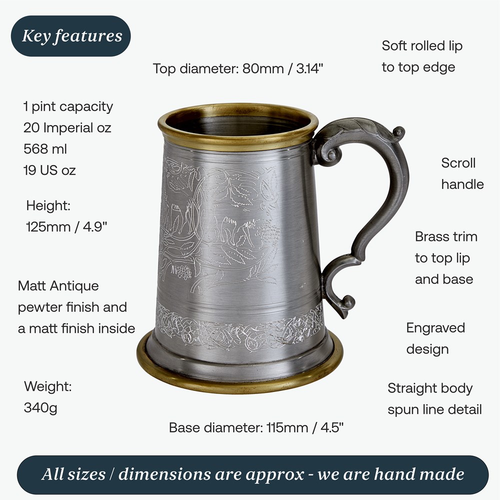 Brass Rim Stag Pewter Tankard | Brass Rim STAG Pewter Tankar