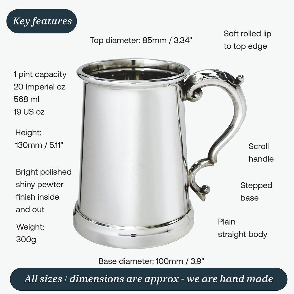 Gloucester One Pint Pewter Tankard