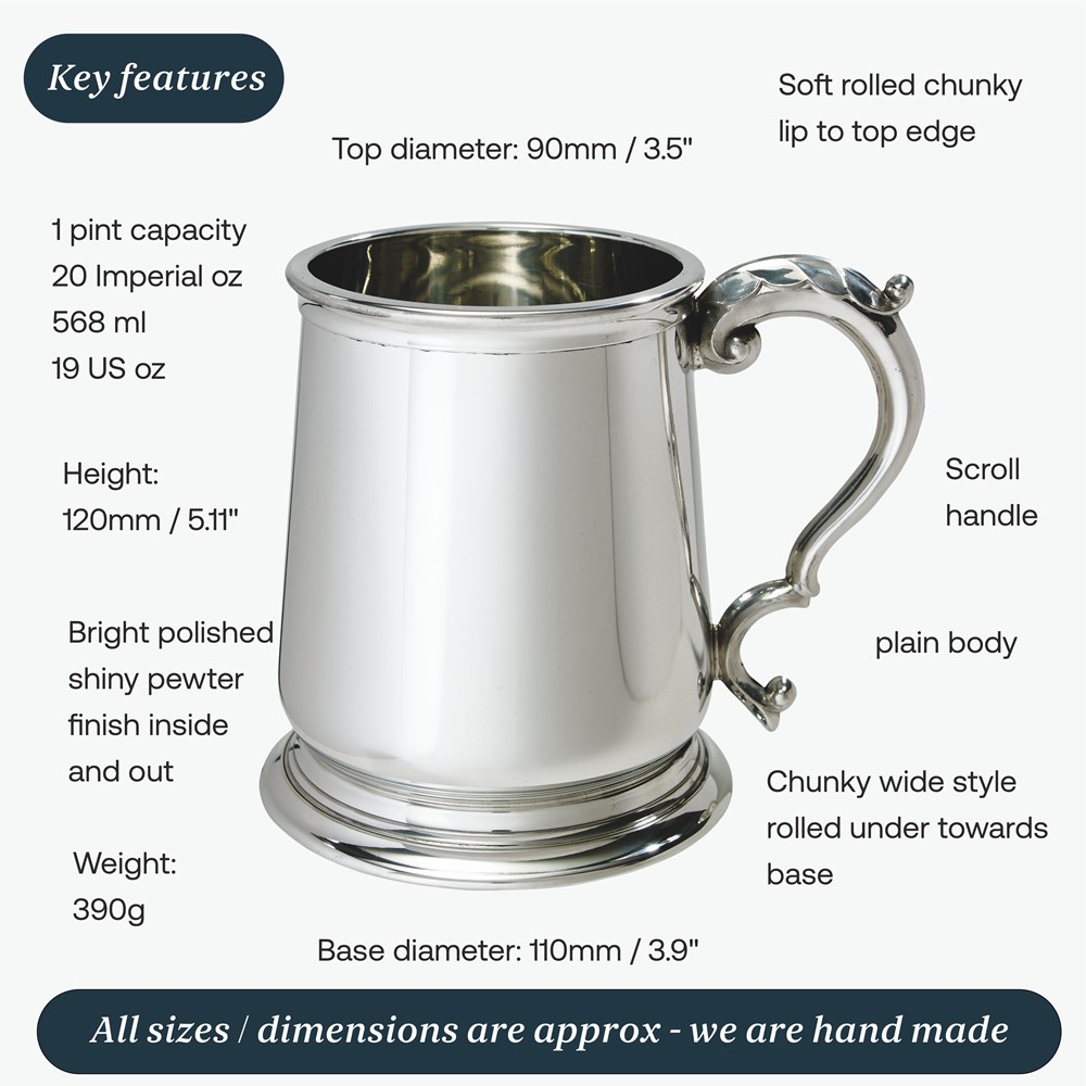 George III One Pint Pewter Tankard George III One Pint Pewter Tankard