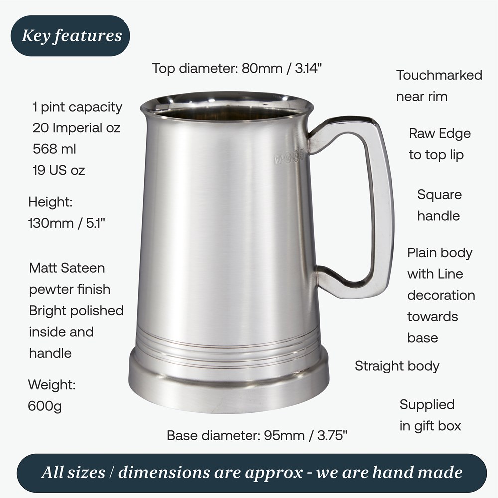 Hereford X Range Heavy Satin One Pint Pewter Tankard