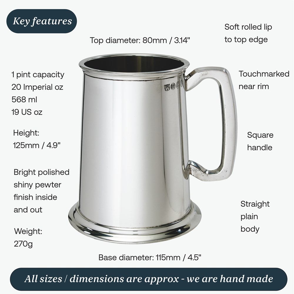 Plain One Pint Pewter Tankard