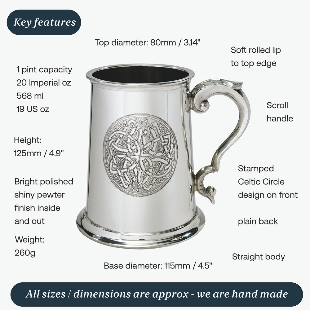 Celtic Circle One Pint Pewter Tankard