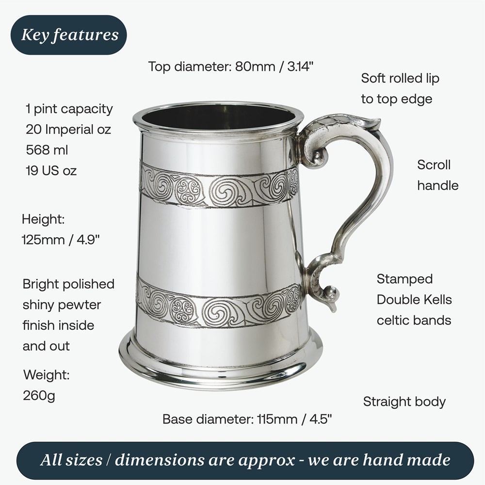 Kells One Pint Pewter Tankard