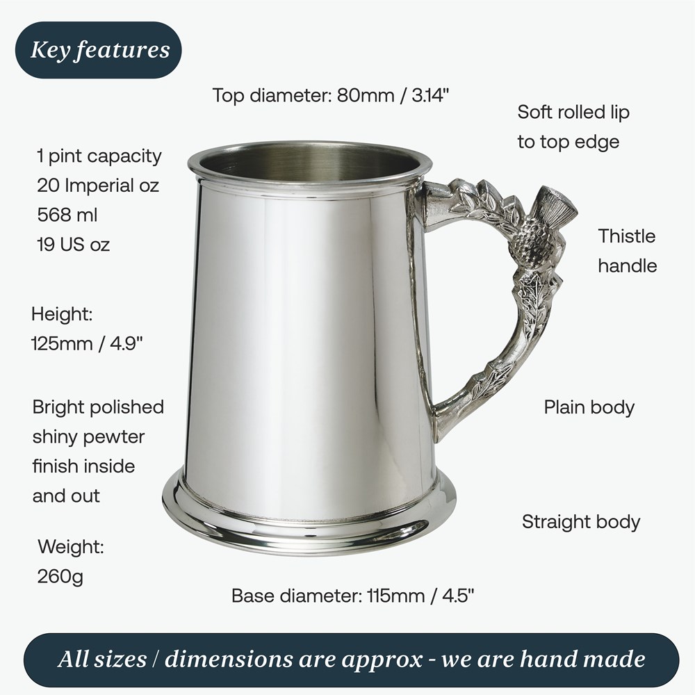 Thistle Handle One Pint Pewter Tankard Thistle Handle One Pint Pewter Tankard