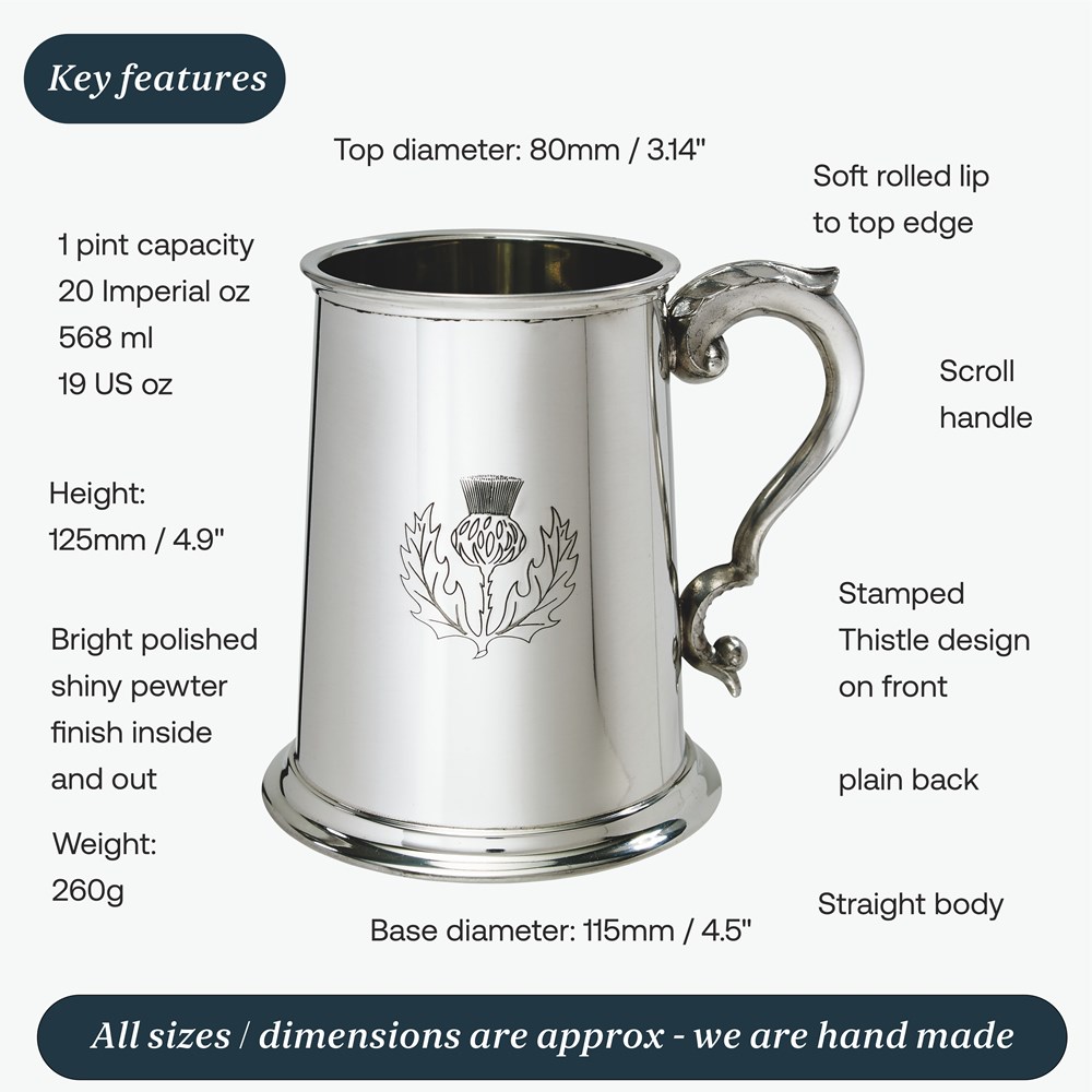 Thistle One Pint Pewter Tankard
