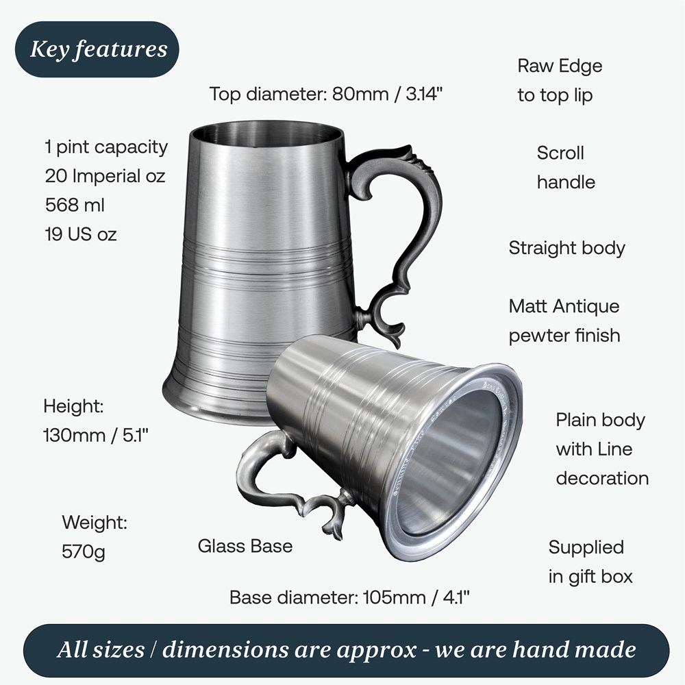 Glass Base Regency X Range Pewter Tankard