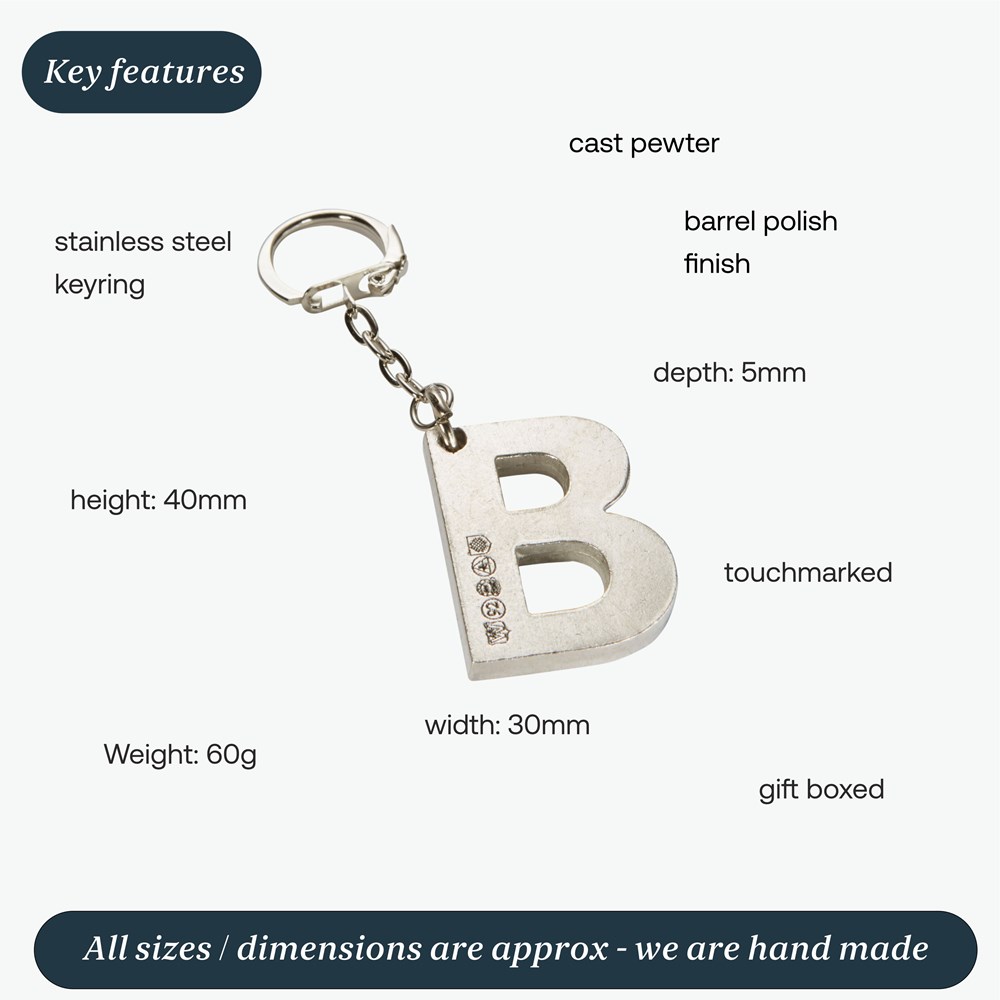 Initial B Touchmarked Pewter Keyring Initial B Touchmarked Pewter Keyring