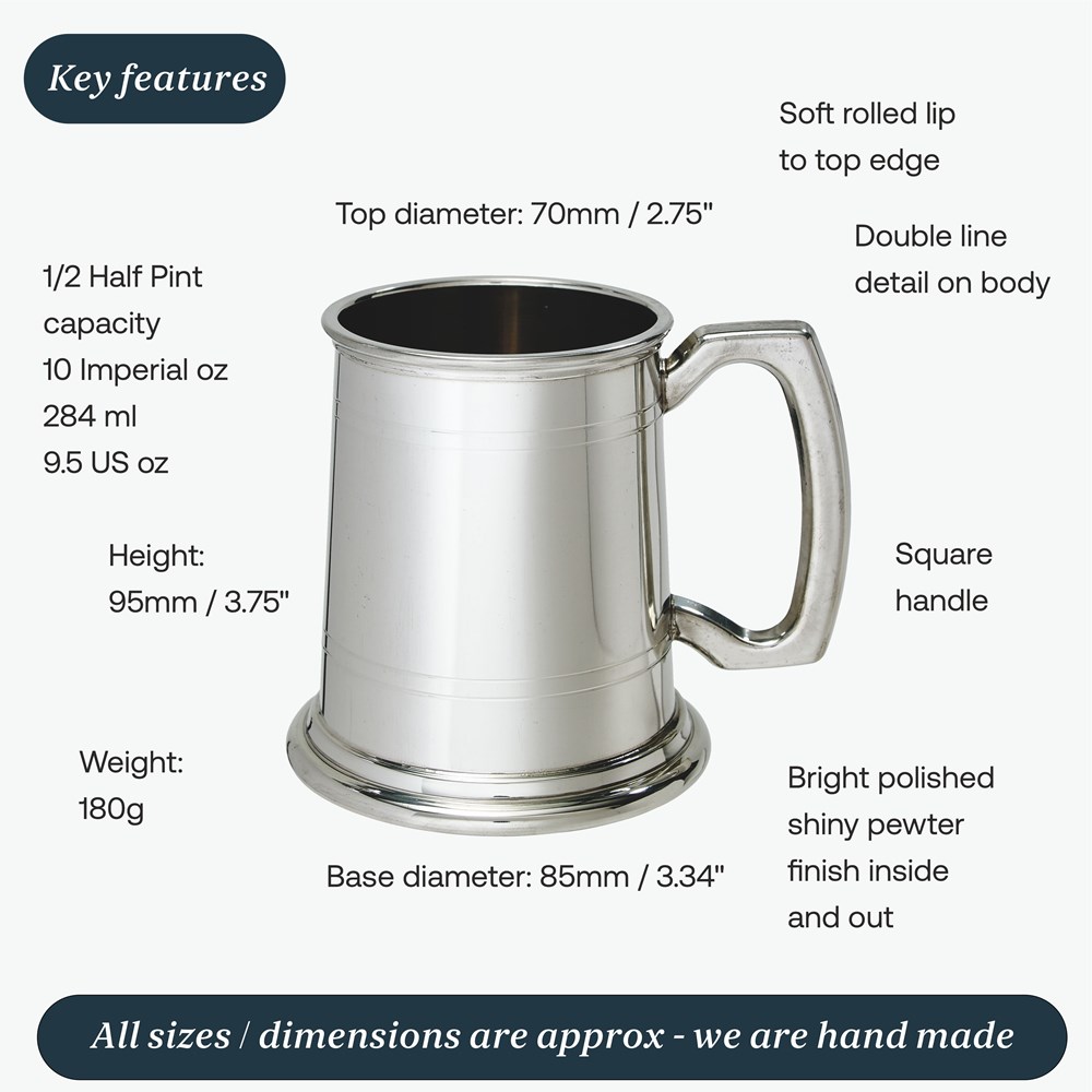 Half Pint Double Lined Pewter Tankard