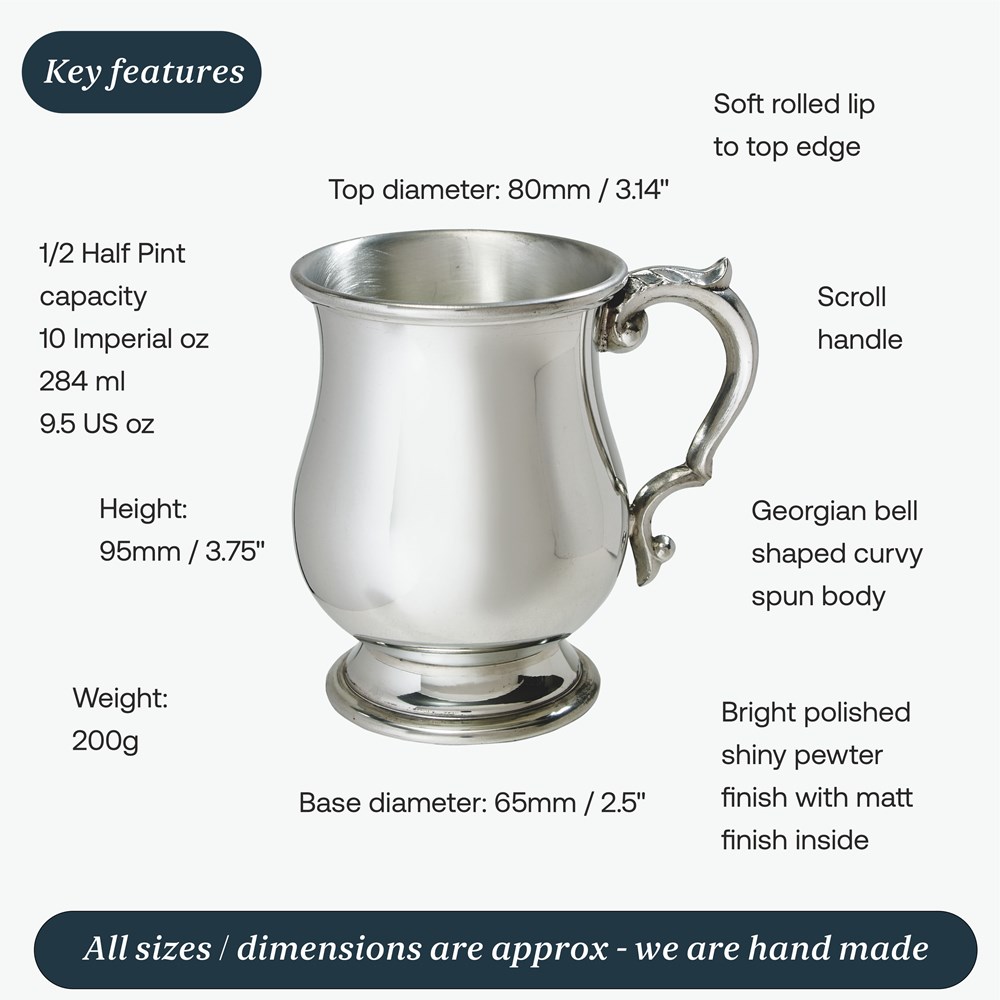 Half Pint Standard Georgian Pewter Tankard