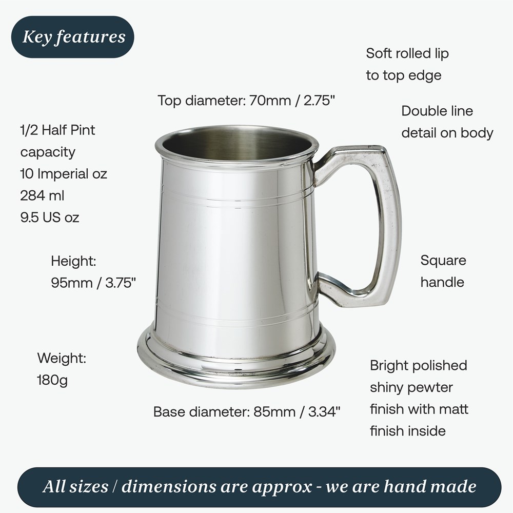 Half Pint Standard Double Lined Pewter Tankard