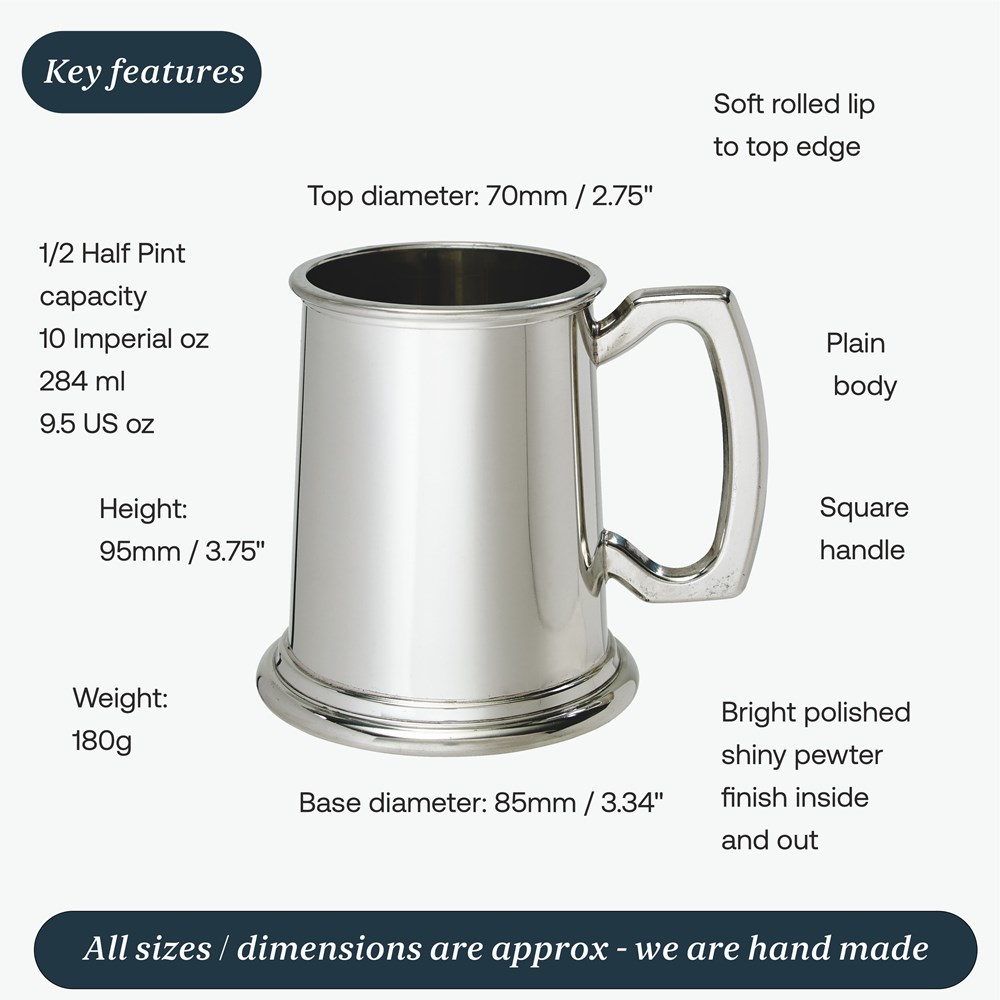 Half Pint Plain Pewter Tankard Half Pint Plain Pewter Tankard