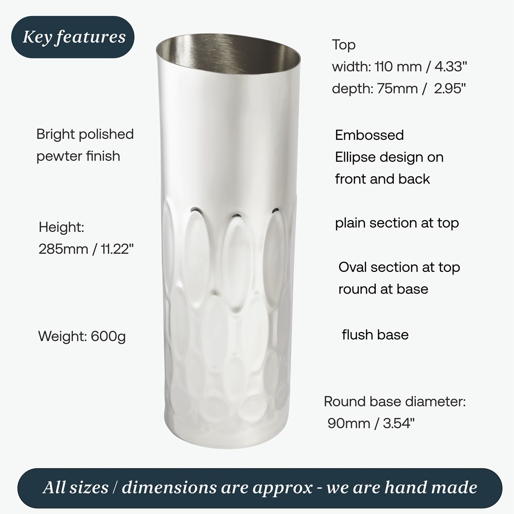 Large Pewter Elipse Vase Large Pewter Elipse Vase