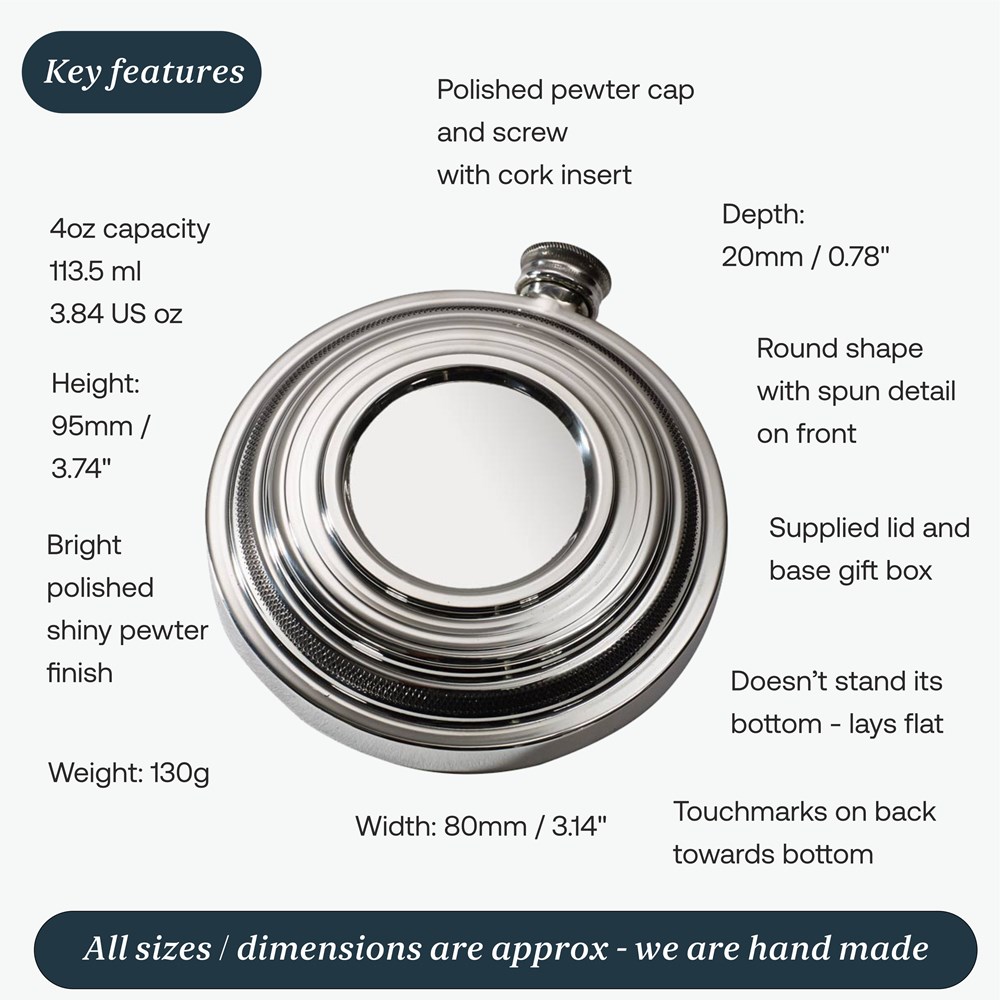 Clay Shot Round Pewter Flask Clay Shot Round Pewter Flask