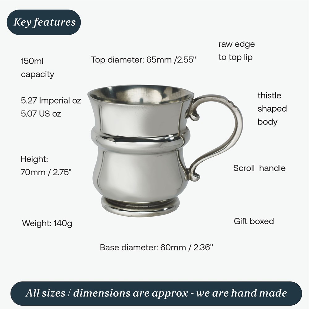 Thistle Shaped Quarter Pint Pewter Baby Mug