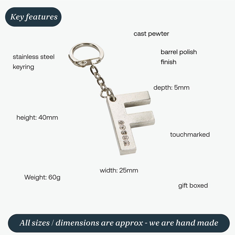 Initial F Touchmarked Pewter Keyring Initial F Touchmarked Pewter Keyring