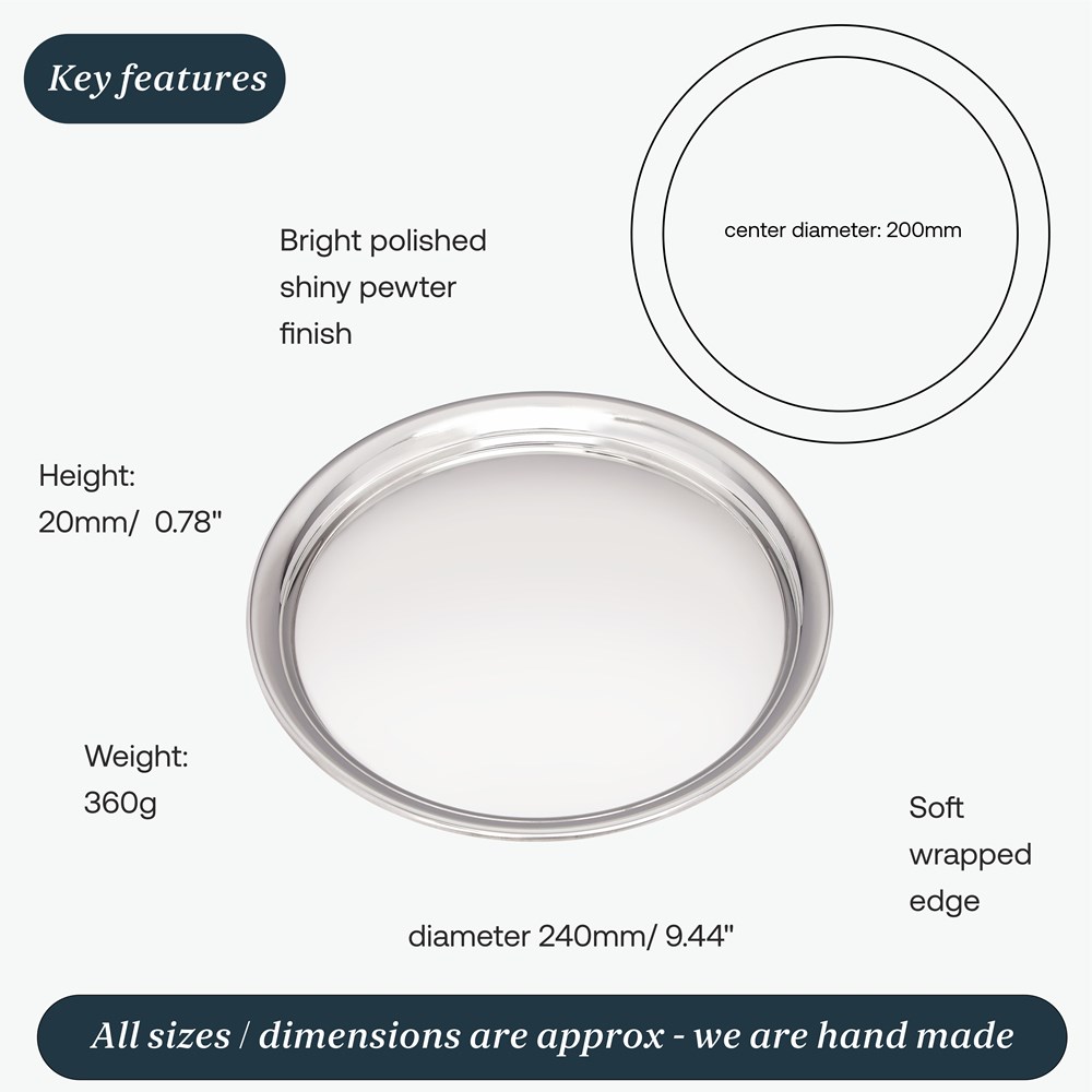 Medium 240mm Round Pewter Tray