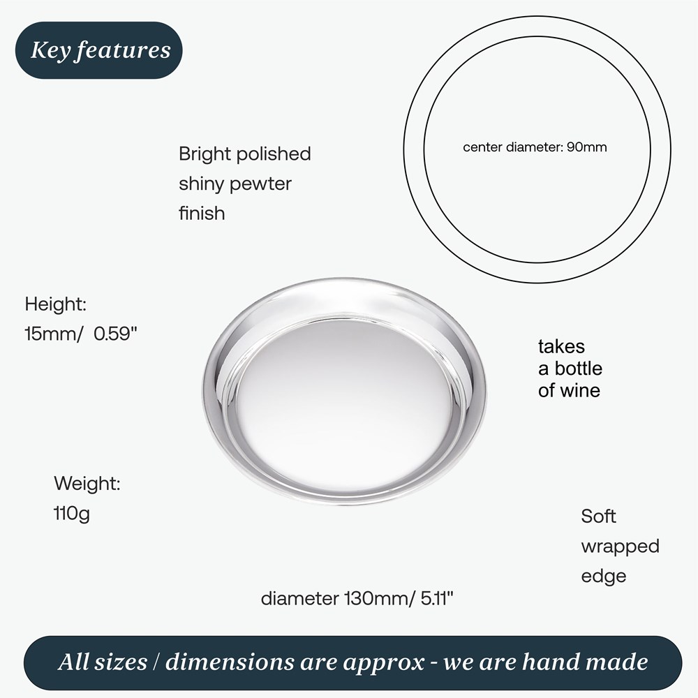 Round Pewter Bottle Coaster