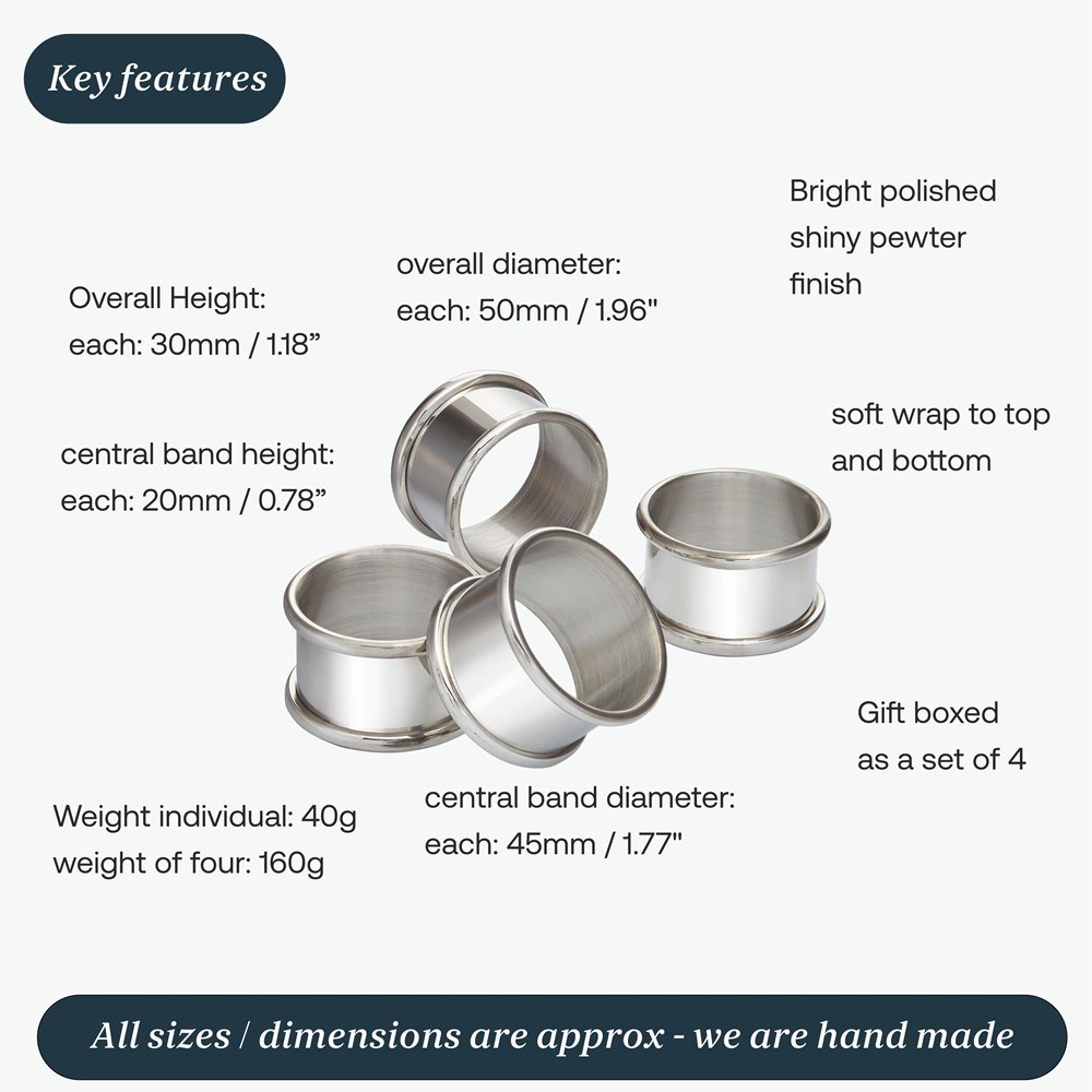 Set Of Four Pewter Napkin Rings