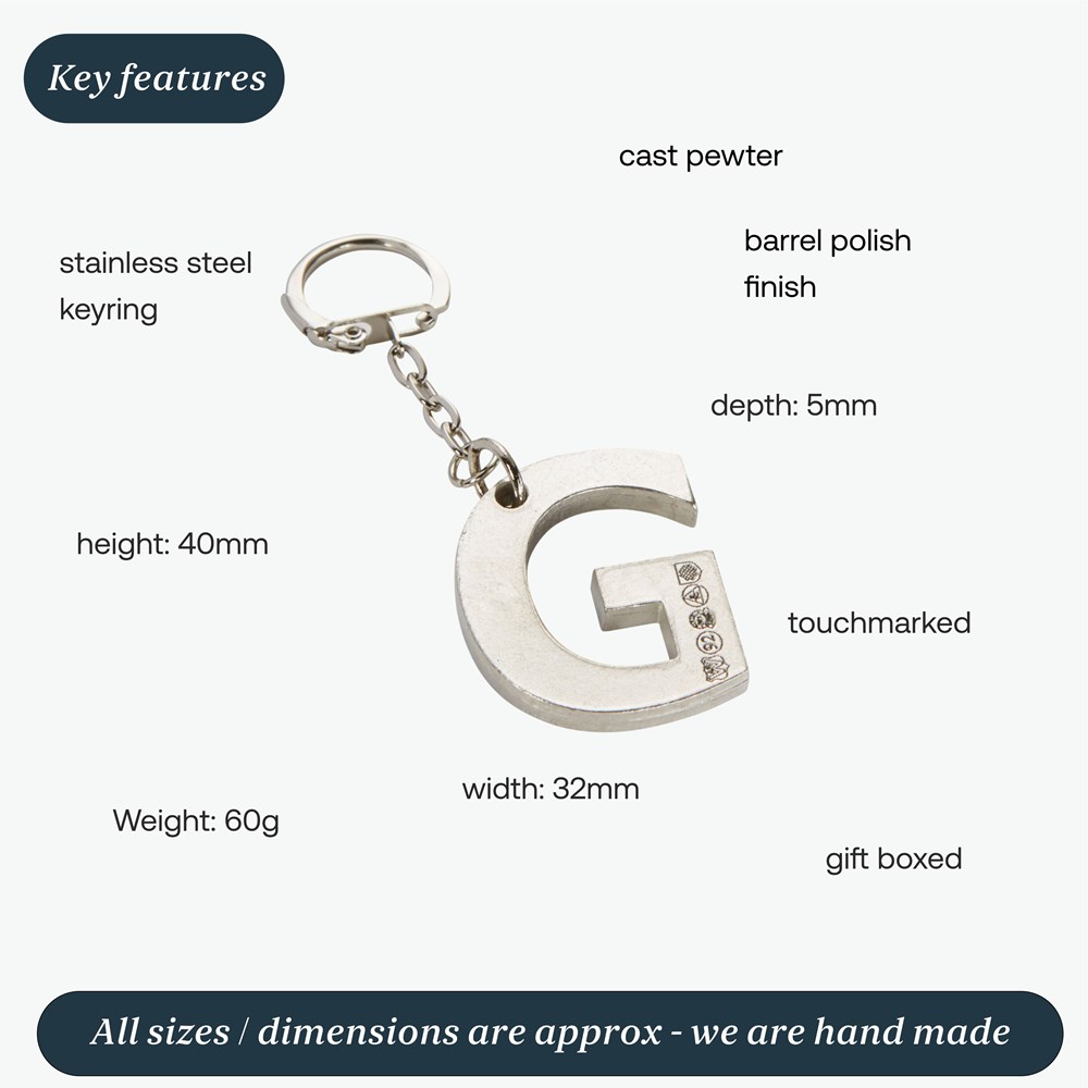 Initial G Touchmarked Pewter Keyring