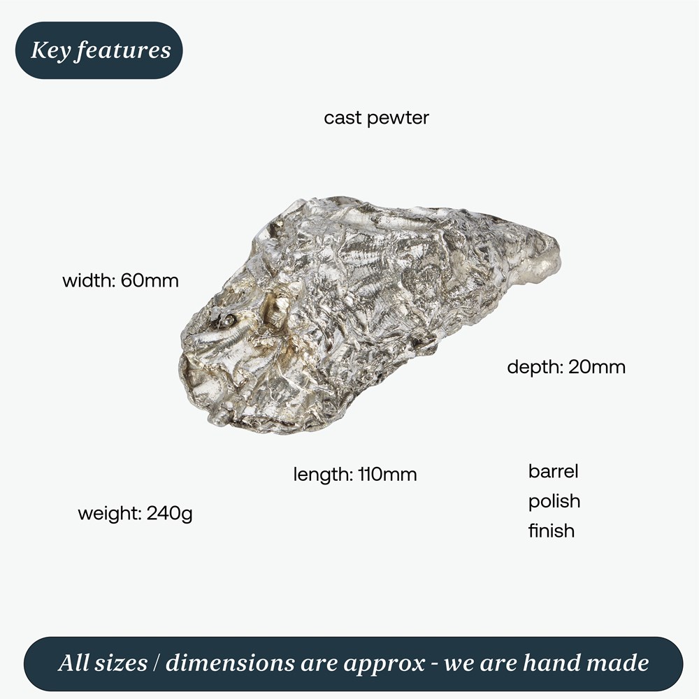 Cast Pewter Oyster Shell Front Ornament